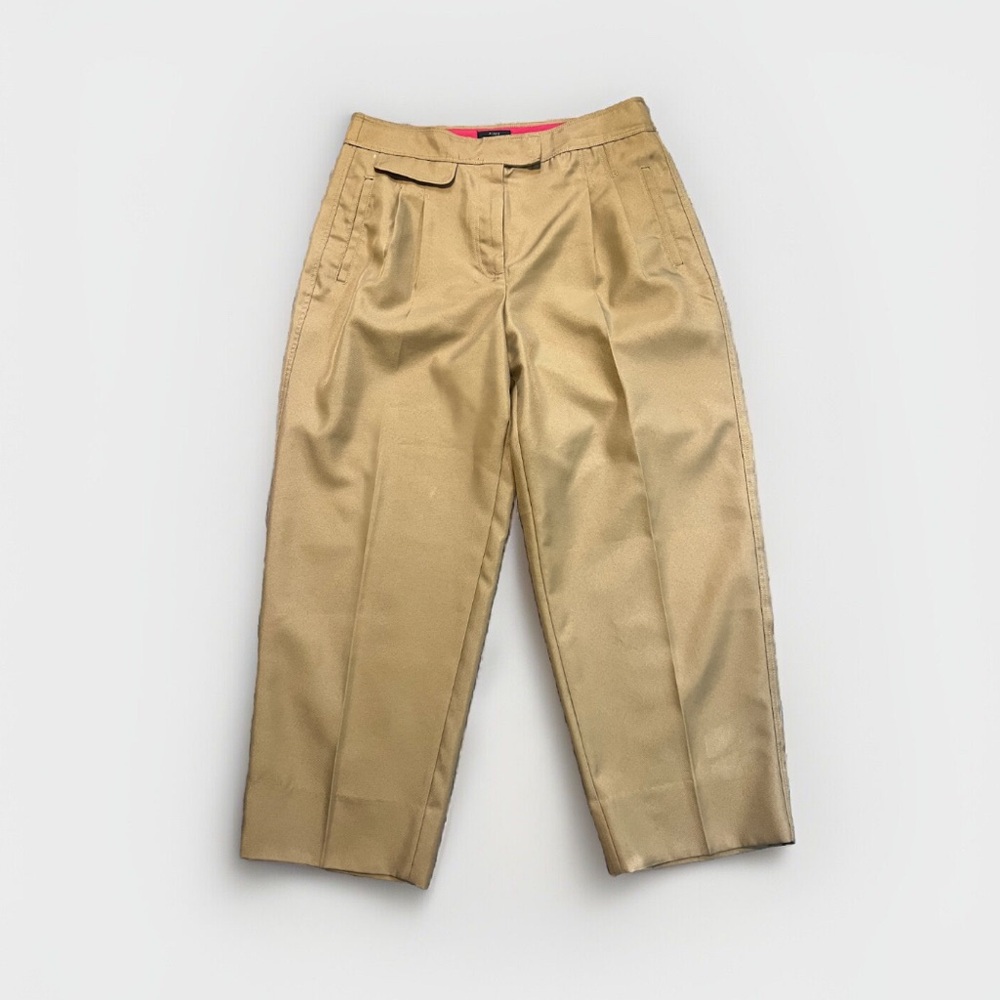 J. Crew Balloon Tapered Front Pleat Women’s tan Trousers Brown Pants Sz 14 AJ438